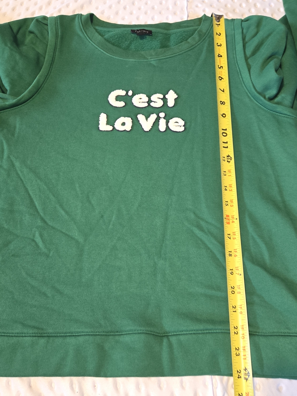 Talbots Green Embroidered C’La Vie Long Sleeve Sweatshirt Size M - Picture 5 of 5